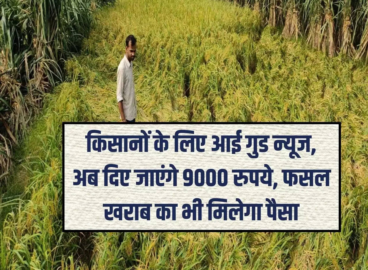Good news for farmers, now Rs 9000 will be given, money will also be given for crop damage