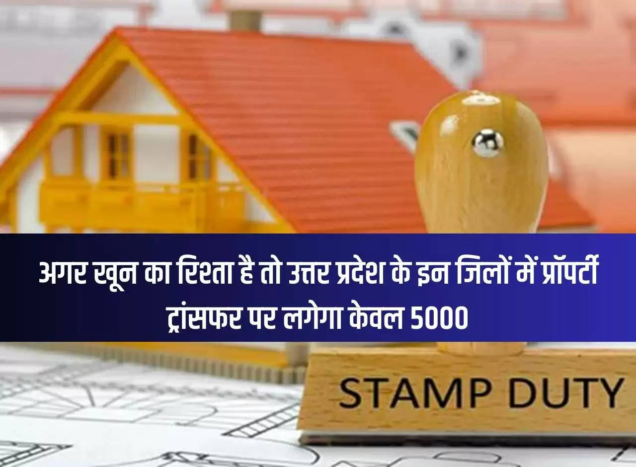 If there is blood relation then only Rs 5000 will be charged on property transfer in these districts of Uttar Pradesh.